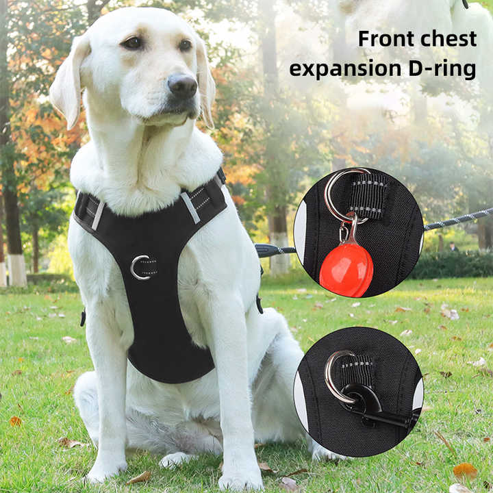 Size XL Black Reflective No-Pull Dog Harness - Adjustable & Durable, Anti-Escape Design