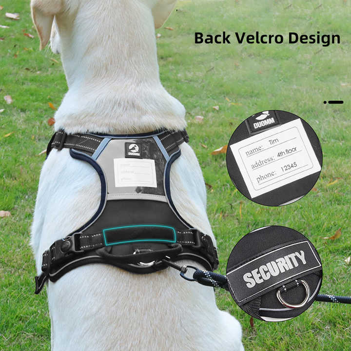 Size XL Black Reflective No-Pull Dog Harness - Adjustable & Durable, Anti-Escape Design