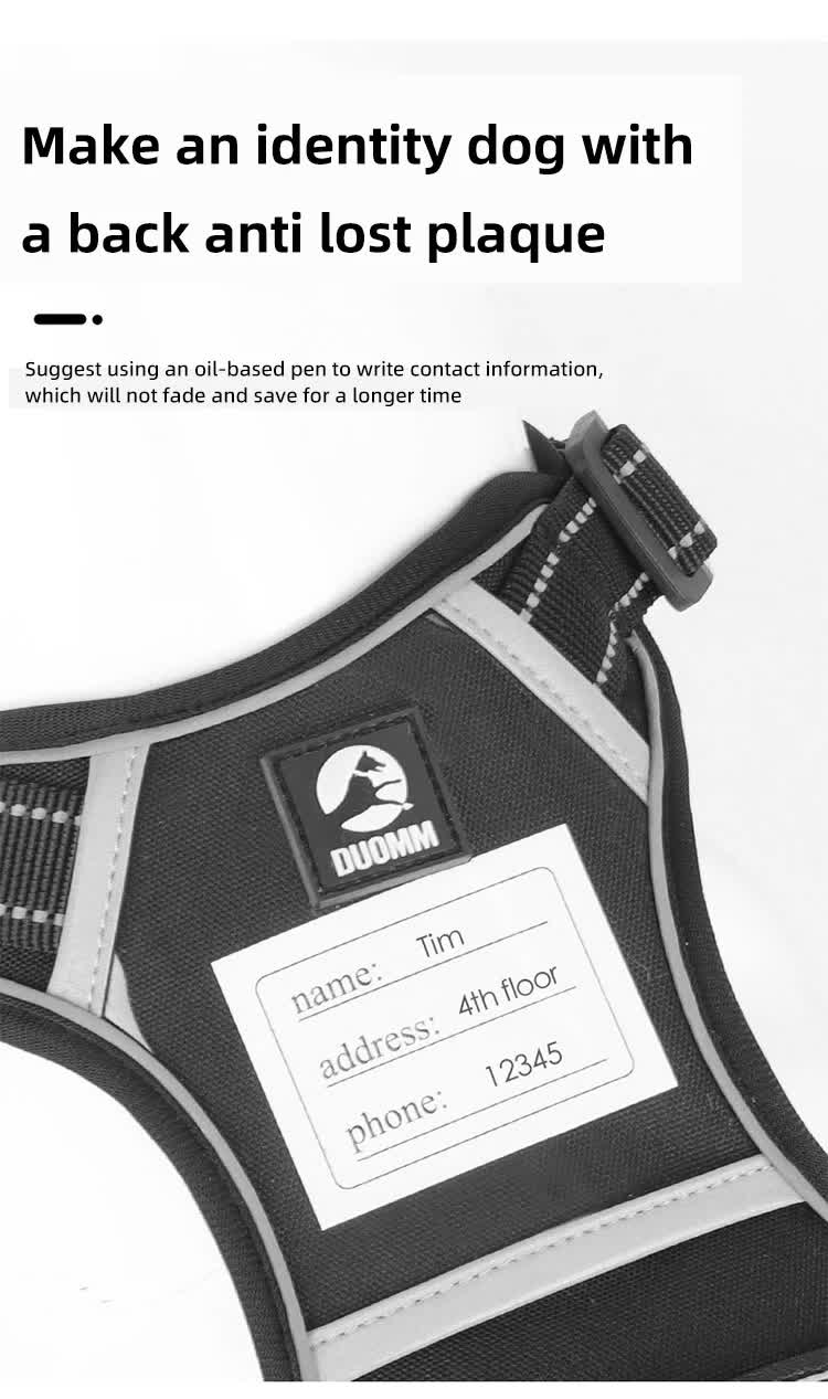 Size XL Black Reflective No-Pull Dog Harness - Adjustable & Durable, Anti-Escape Design