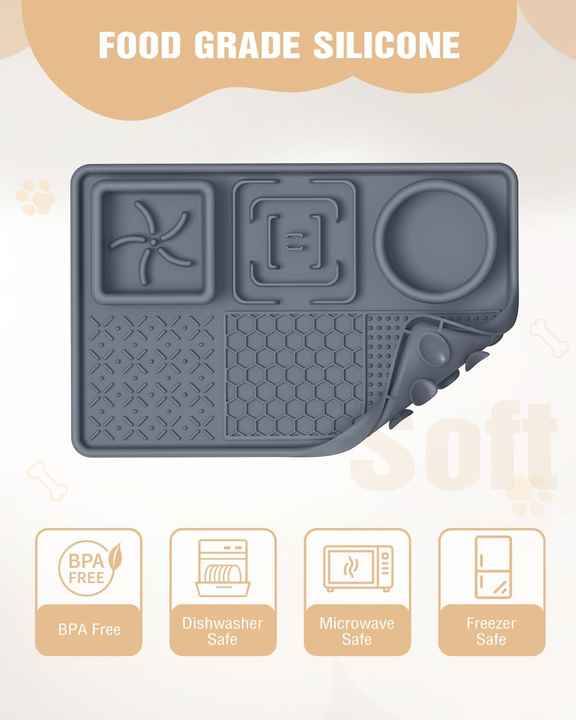 Blue Multi-Functional Dog Slow Feeder Lick Mat - Durable Food-Grade Silicone