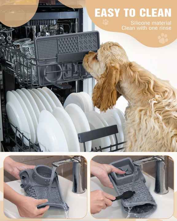 Blue Multi-Functional Dog Slow Feeder Lick Mat - Durable Food-Grade Silicone