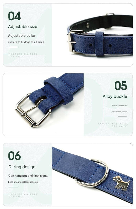 2 PCS Green Soft Leather Dog Collar - Adjustable & Durable for Medium/Large Dogs S-(48*2.0cm)