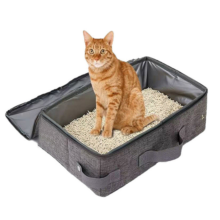 Portable, Foldable Cat Litter Box - Waterproof Travel Litter Pan