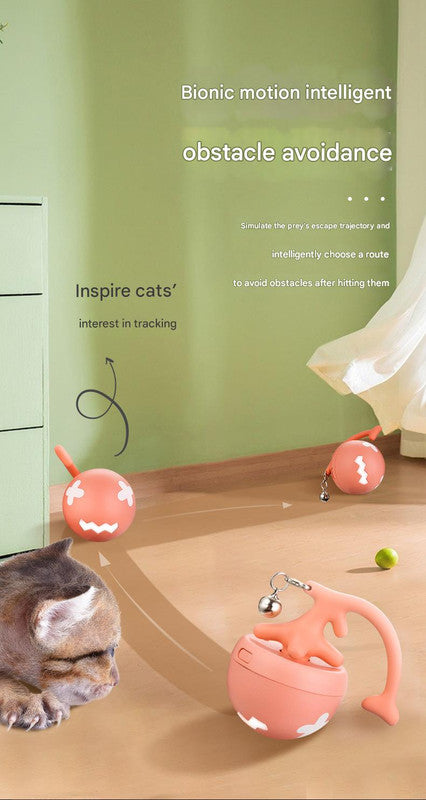 Interactive Cat Toy - Self-Rolling Ball with LED Light