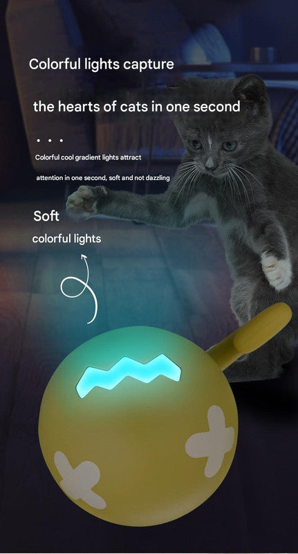 Interactive Cat Toy - Self-Rolling Ball with LED Light