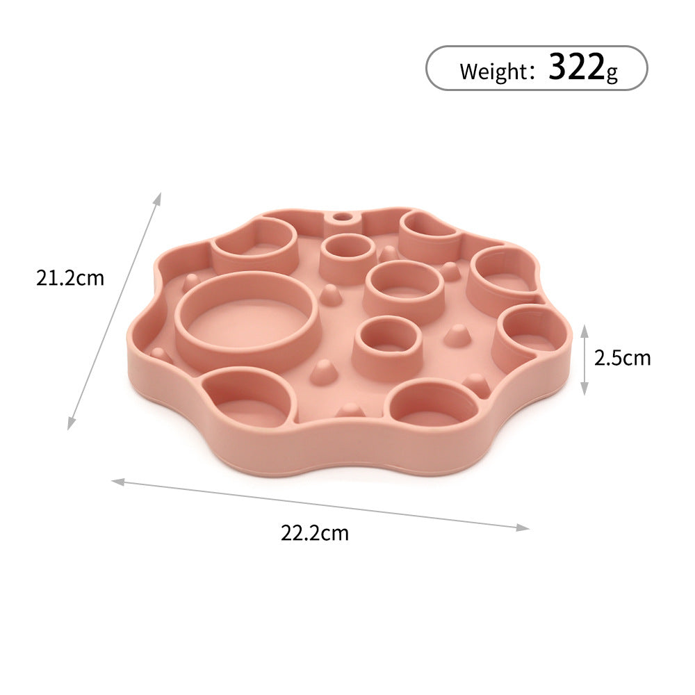 Silicone Dog Slow Feeder and Licking Mat - 2 in 1 Puzzle Bowl (Light purple)