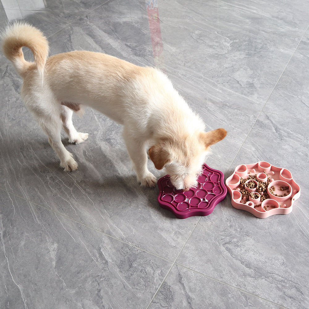 Silicone Dog Slow Feeder and Licking Mat - 2 in 1 Puzzle Bowl (Light purple)
