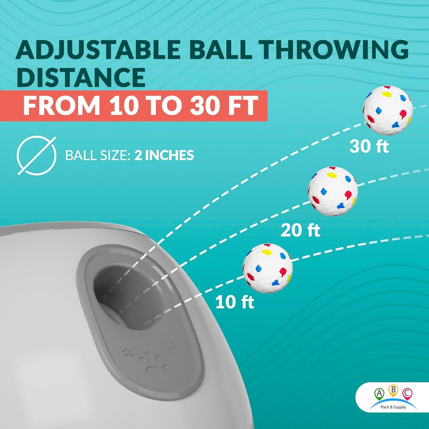 Dog Ball Launcher, Automatic, Adjustable Distance - Includes 3 Durable Balls