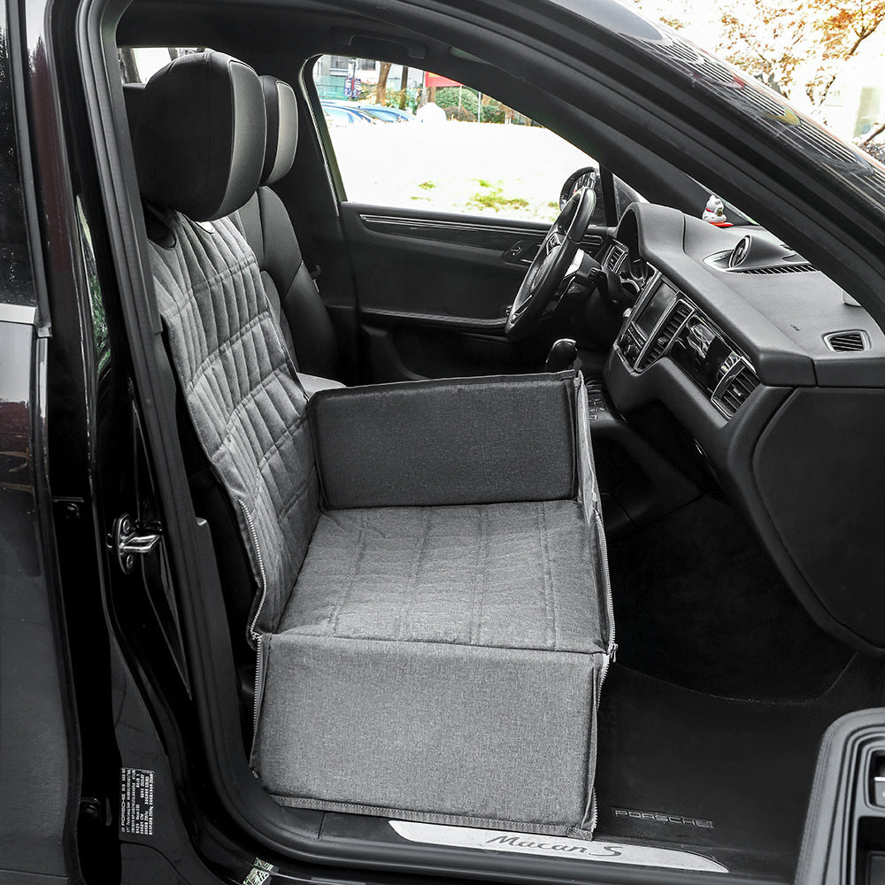 Grey Waterproof Front Pet Car Seat Cover - Booster Seat Quilted
