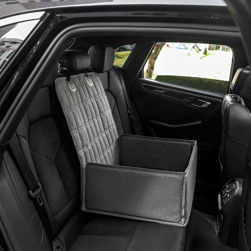Grey Waterproof Front Pet Car Seat Cover - Booster Seat Quilted