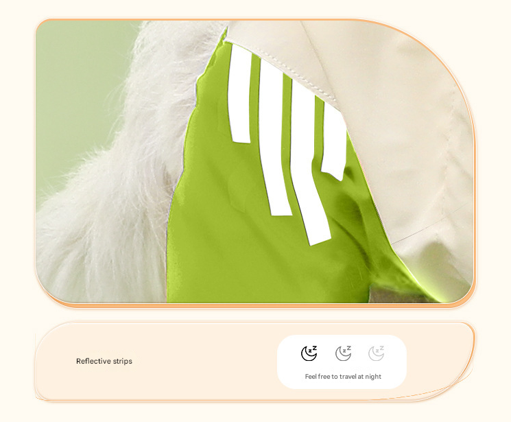 White/Green Dog Raincoat - Waterproof and Reflective Strips (Size S)