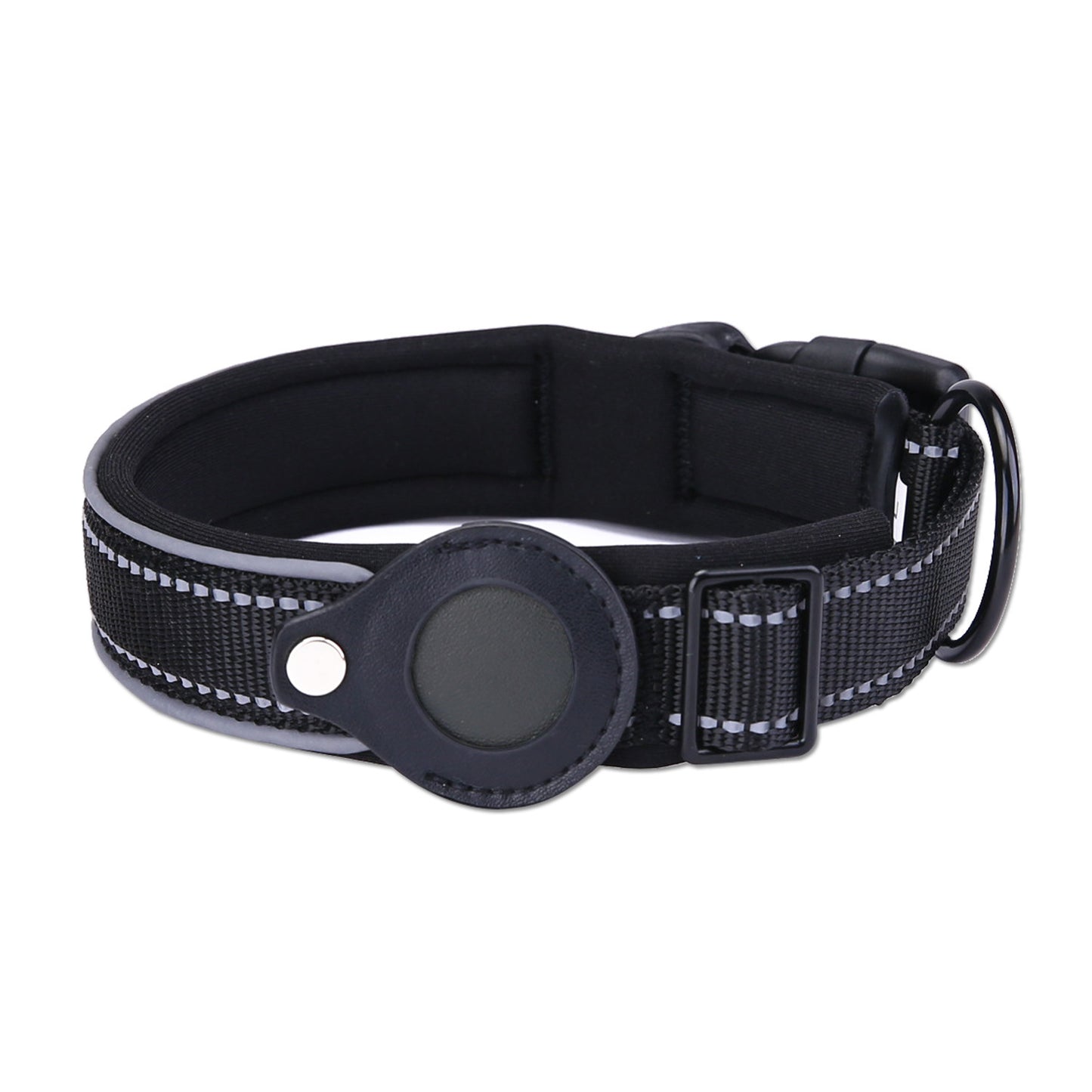 Pet Collar, Black, Anti-Lost, Reflective, Adjustable (For Apple AirTag)