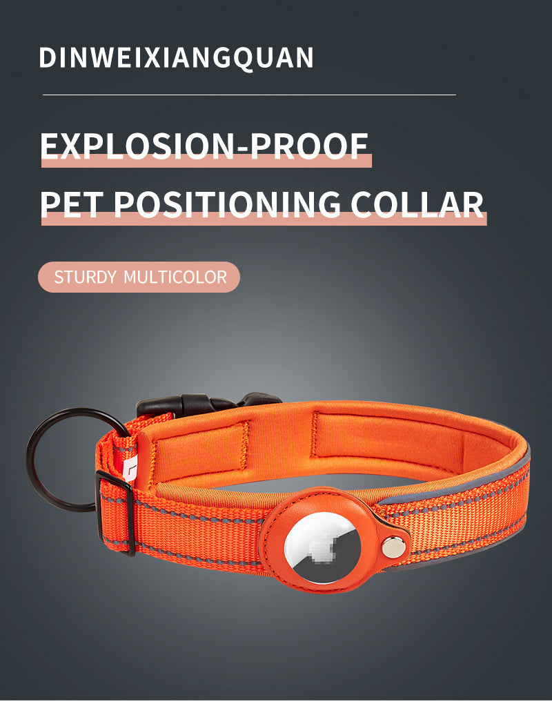 Pet Collar, Black, Anti-Lost, Reflective, Adjustable (For Apple AirTag)