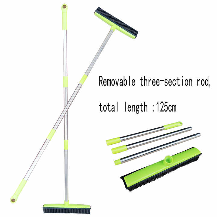 Blue and Silver Versatile Pet Hair Remover, Rubber Broom & Squeegee - 125cm