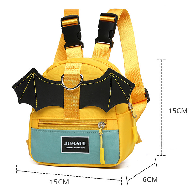 Yellow Bat-Wing Pet Backpack for Dogs | Snack Pouch | Adjustable Leash Attachment