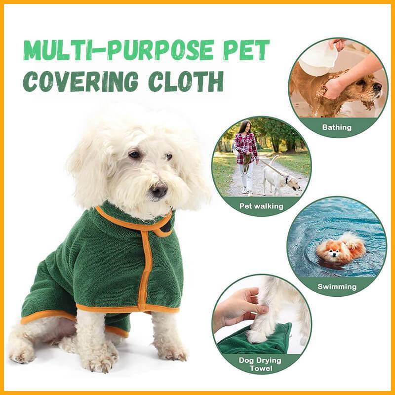 Absorbent Pet Bathrobe, Microfibre, Adjustable neck/chest strap