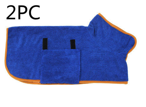 Absorbent Pet Bathrobe, Microfibre, Adjustable neck/chest strap