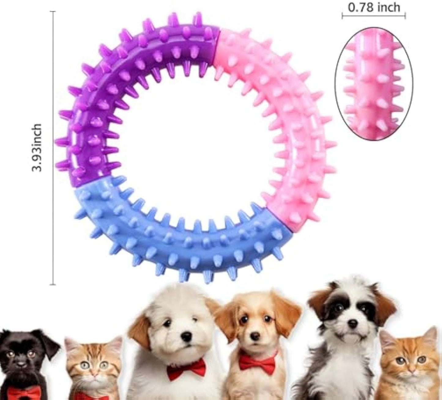 Dog Chew Ring Toy, Dog Teething, Rubber Puppy Teething Toys - Small, Medium, Large Dogs