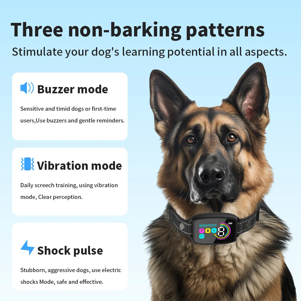 Smart Pet Training, Waterproof, Anti Bark Dog Collar, Digital Display IP67