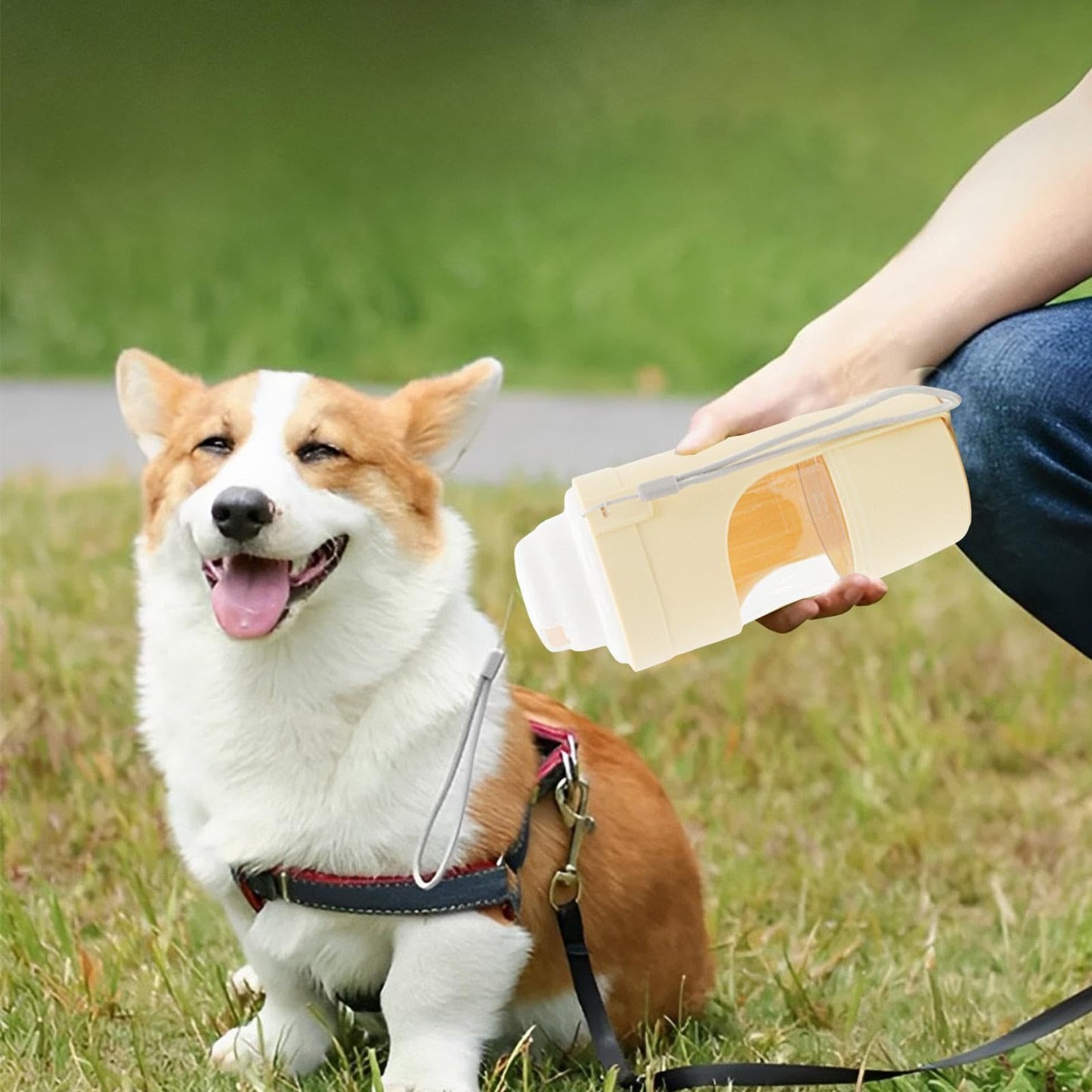 2 In 1 Dog Water Bottle with Lanyard, Pet Water Dispenser, Food/Drink