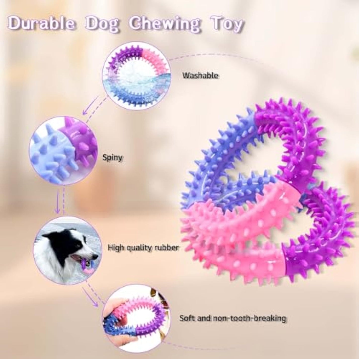 Dog Chew Ring Toy, Dog Teething, Rubber Puppy Teething Toys - Small, Medium, Large Dogs