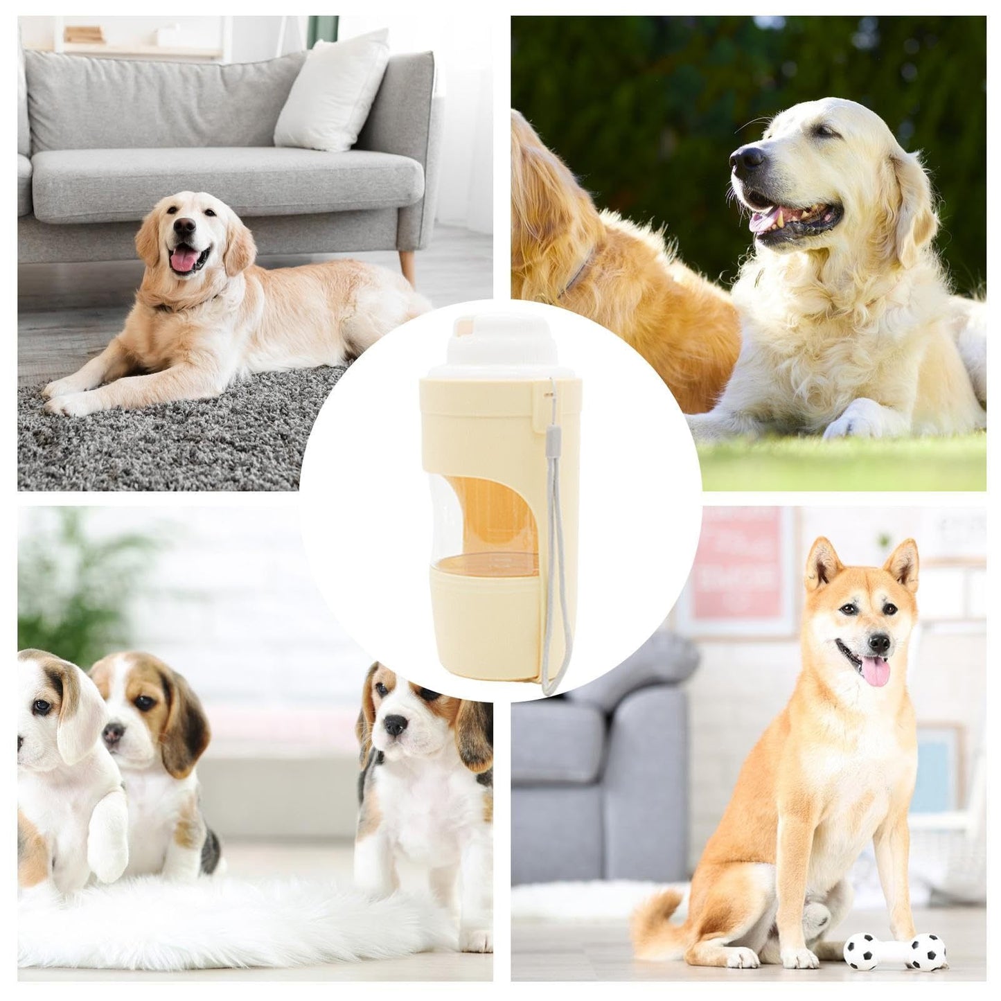 2 In 1 Dog Water Bottle with Lanyard, Pet Water Dispenser, Food/Drink