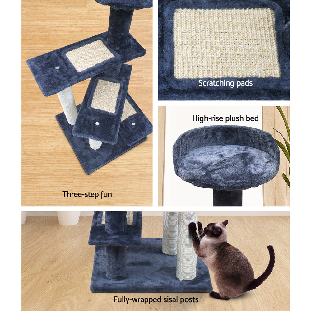 i.Pet Cat Tree 100cm, Scratching Post, Tower, Wood Steps