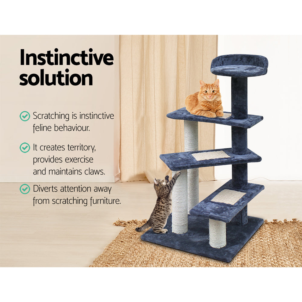 i.Pet Cat Tree 100cm, Scratching Post, Tower, Wood Steps