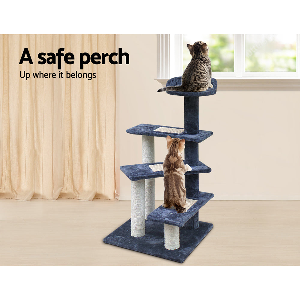 i.Pet Cat Tree 100cm, Scratching Post, Tower, Wood Steps