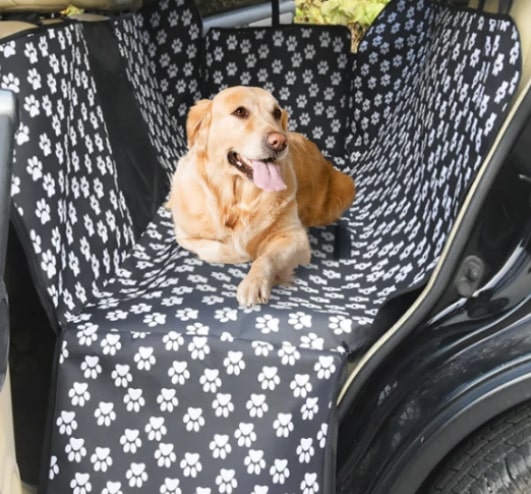 Waterproof Dog Car Seat Cover/Hammock, Black With Mesh Window