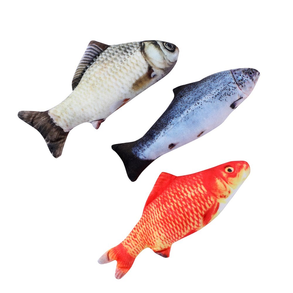 3 X Real Fish Printed Kitten Cat Catnip Toy 20 cm