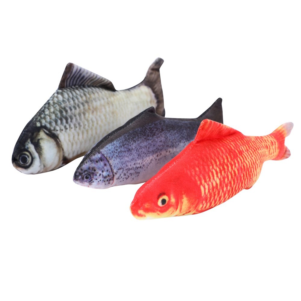 3 X Real Fish Printed Kitten Cat Catnip Toy 20 cm