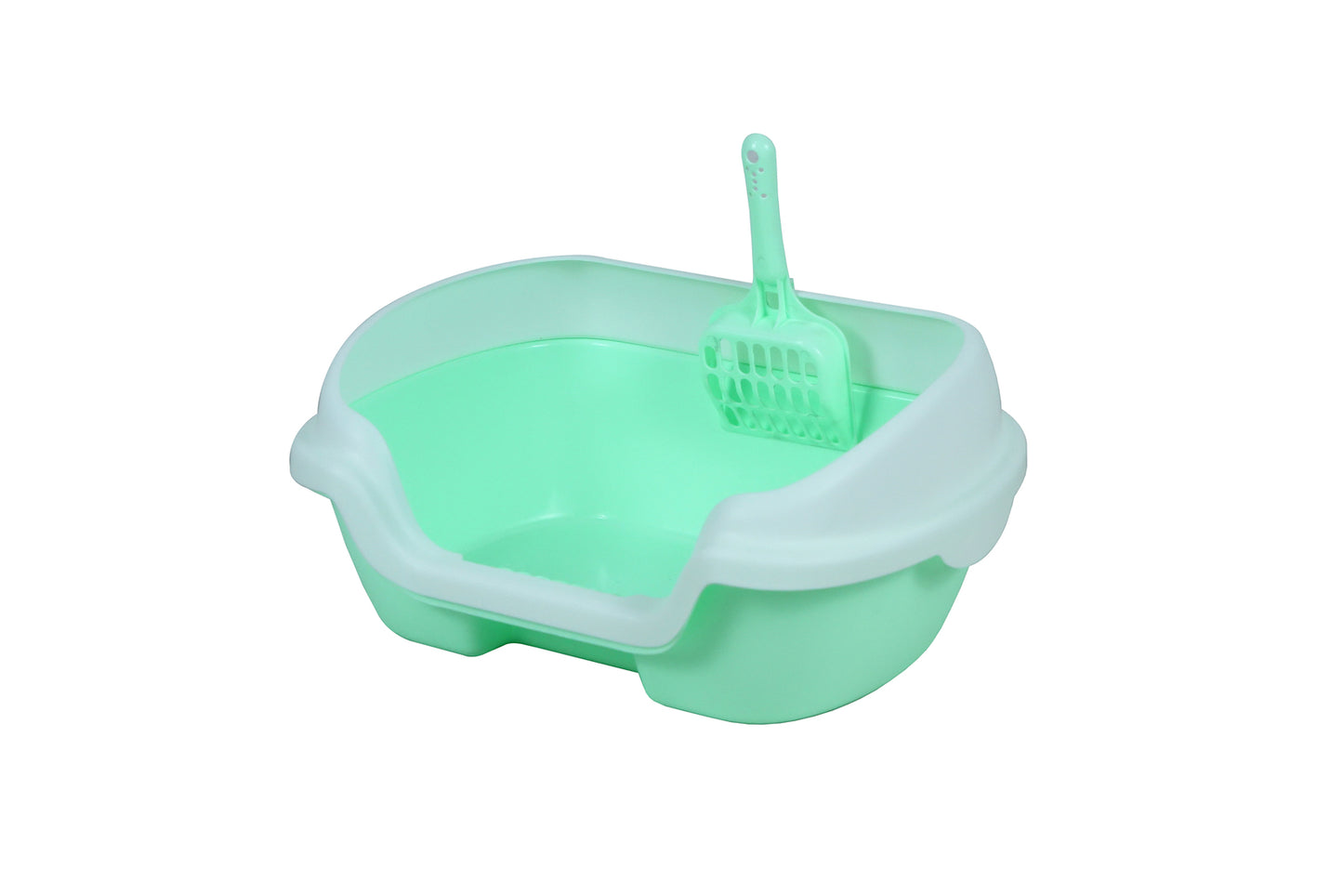 Small Portable Cat, Kitten, Toilet Litter Box Tray ,with Green Scoop