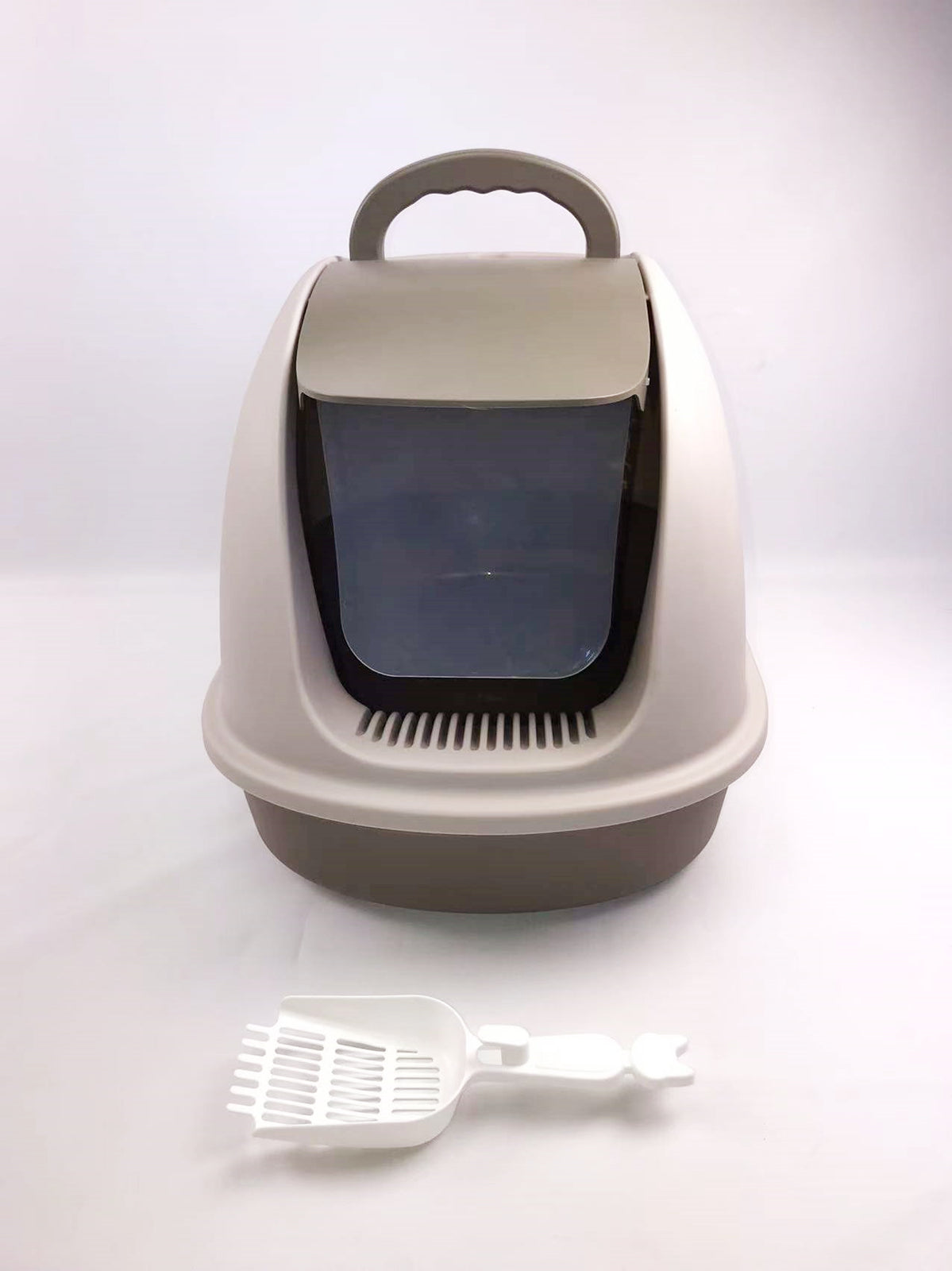 XL Portable Hooded Cat Toilet Litter Box Tray House w Charcoal Filter and Scoop