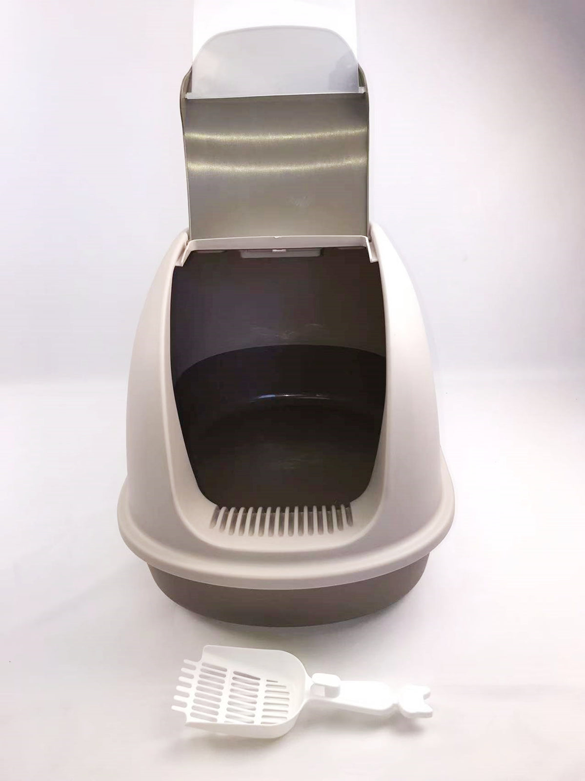 XL Portable Hooded Cat Toilet Litter Box Tray House w Charcoal Filter and Scoop