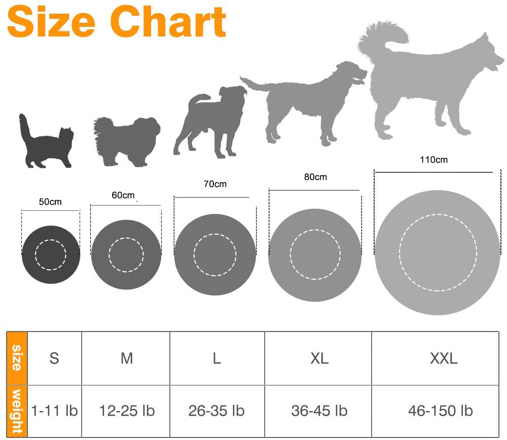 Soft Dog and Cat Bed, Round Washable, Plush Pet Kennel - Small 50cm
