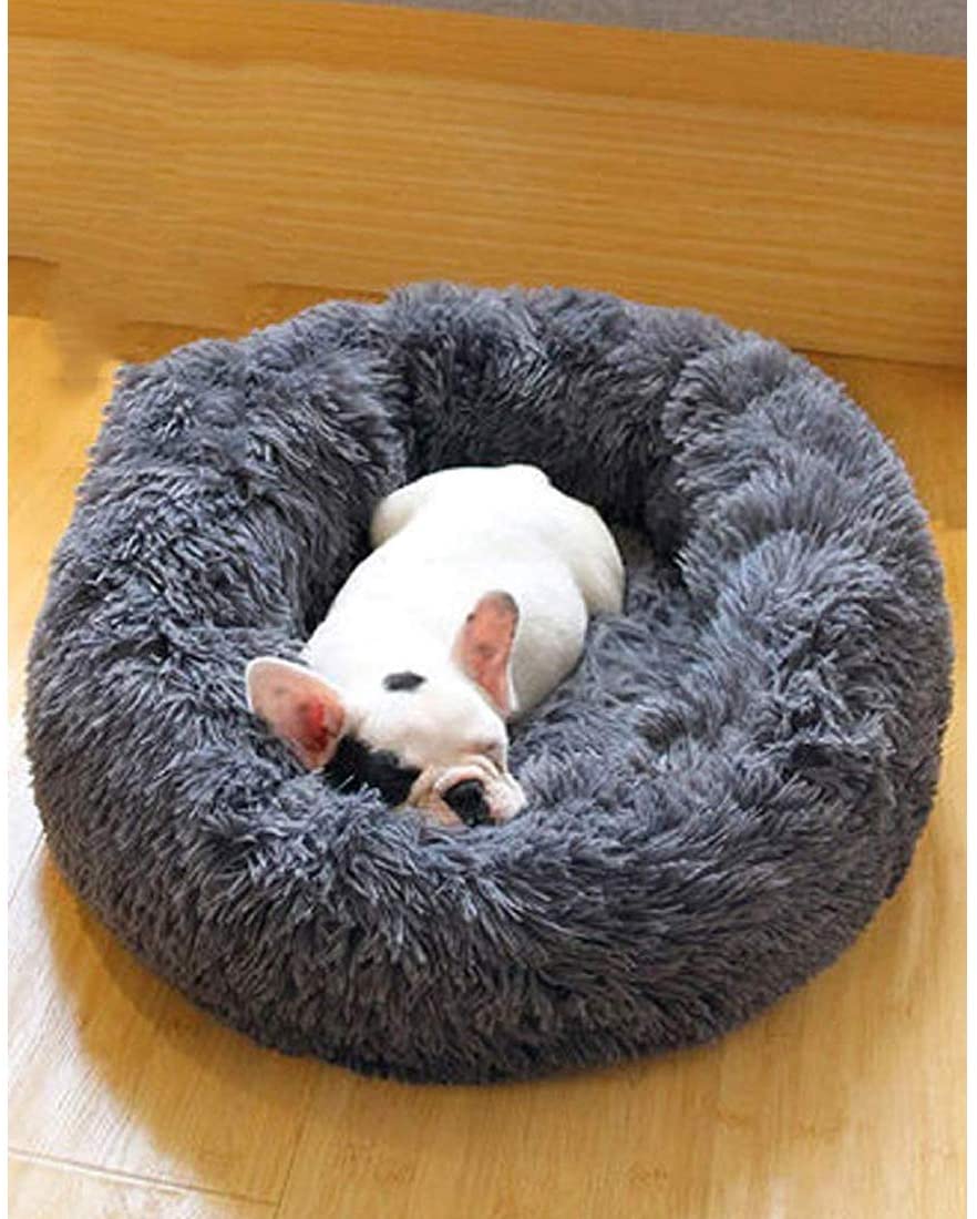 Soft Dog and Cat Bed, Round Washable, Plush Pet Kennel - Small 50cm
