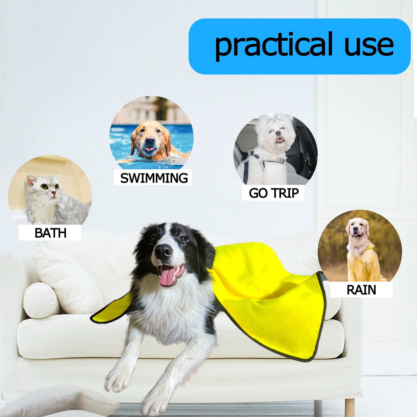 Soft Microfiber Dog Drying Towel, Super Absorbent Quick Drying