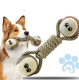 Pet Dumbbell Rope Tennis Ball, Chew Toys, Dog Teeth Cleaning
