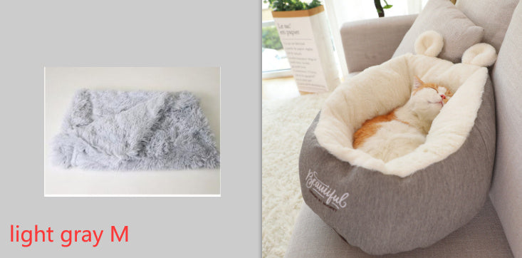 Dog/Cat Cave, Warm Soft Sleeping Bag Cushion -Grey