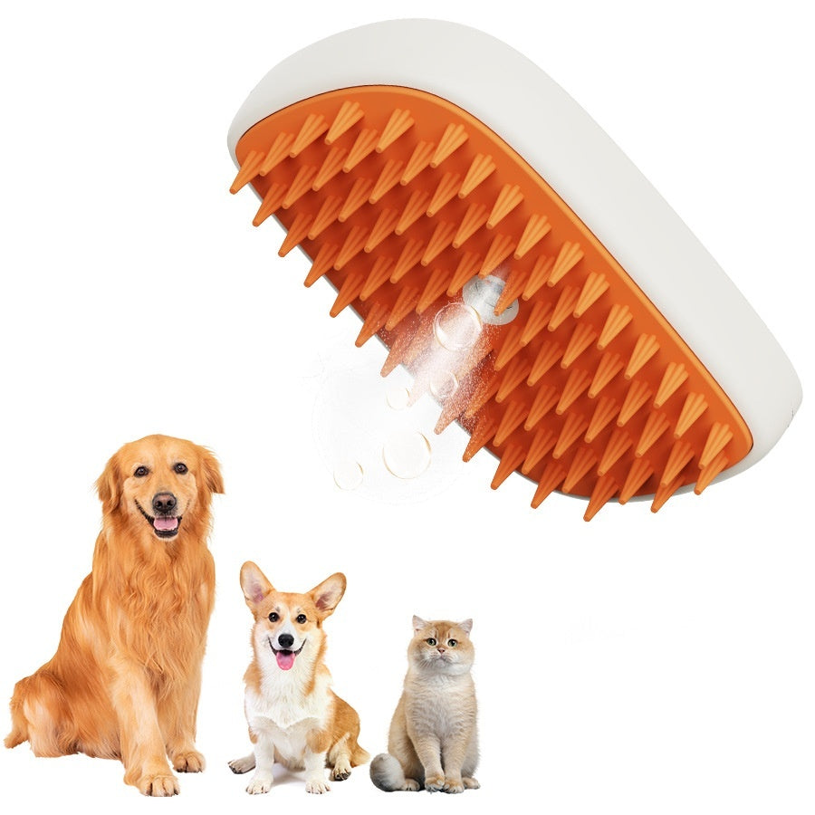 USB Rechargeable Pet Steam Brush and Spray, Grooming Massage Comb