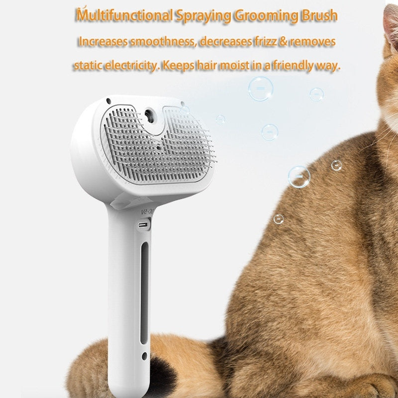 Pet Hair Remover Brush, Grooming de-matting Comb, Built-in Mist Humidifier