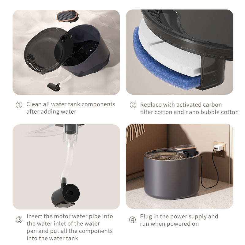 Automatic Pet/Cat Water Fountain, Water Feeder Bowl, USB Charge