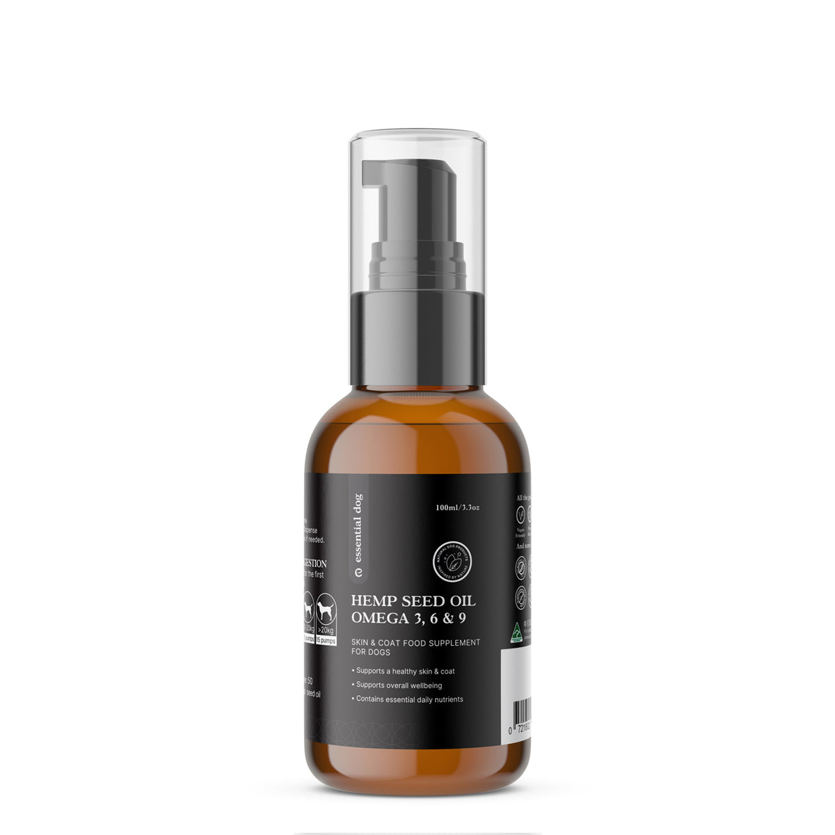 100% Raw Hemp Seed Oil: Skin and Coat Formula (Food Supplement)
