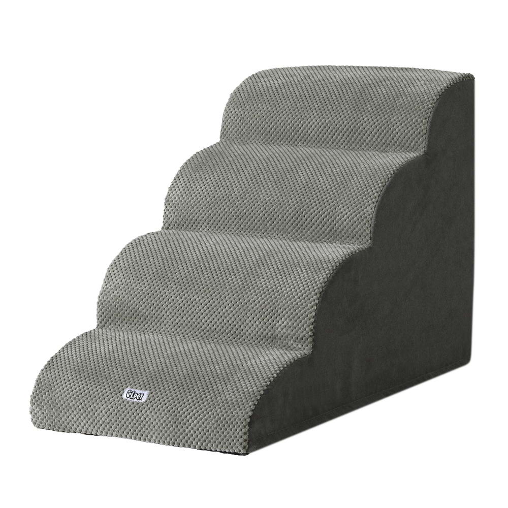 i.Pet Portable Dog Ramp/Pet Stairs, Foam 4 Tier, For Bed, Sofa, Car