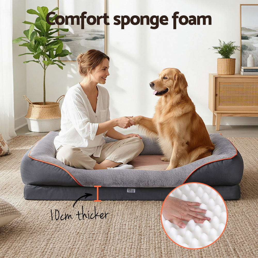 i.Pet Pet Bed, Orthopedic, Washable Dog Bed, Plush Fleece