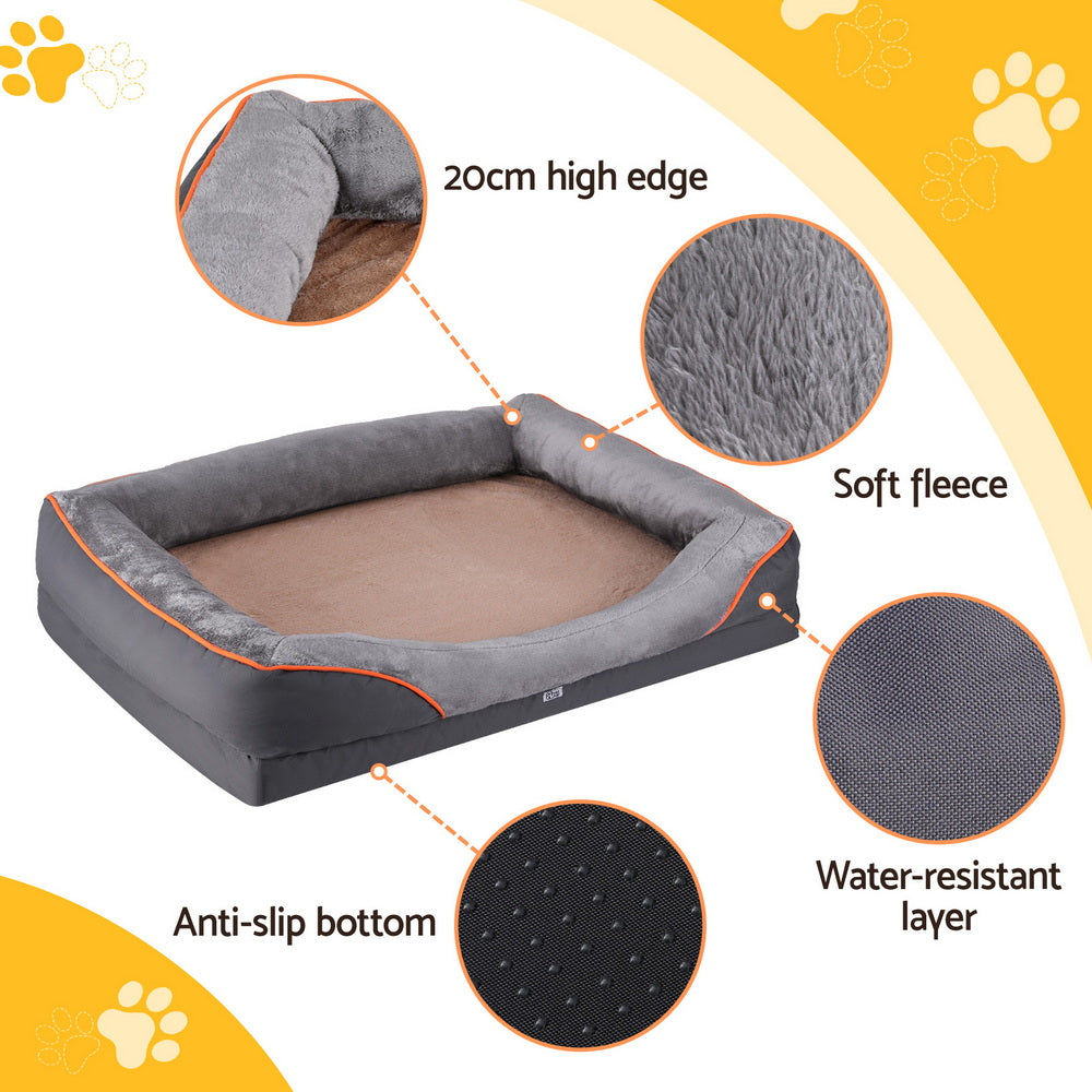 i.Pet Pet Bed, Orthopedic, Washable Dog Bed, Plush Fleece