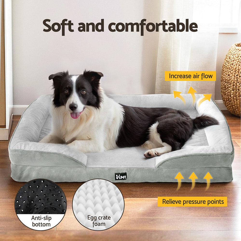i.Pet Pet Bed Dog Calming Soft Cushion Egg Crate, Remove and Wash - S