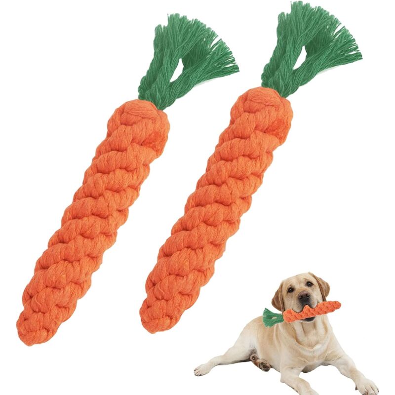2 pcs Carrot Dog Chew Toys, Braided ROpe Dog Toy