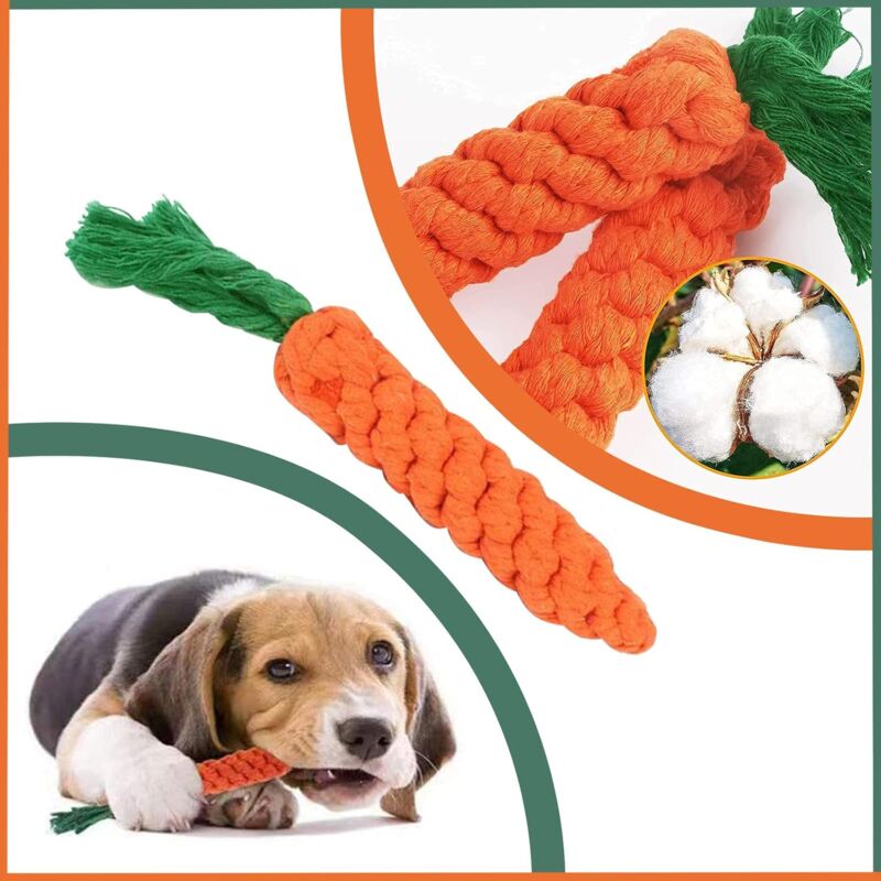 2 pcs Carrot Dog Chew Toys, Braided ROpe Dog Toy